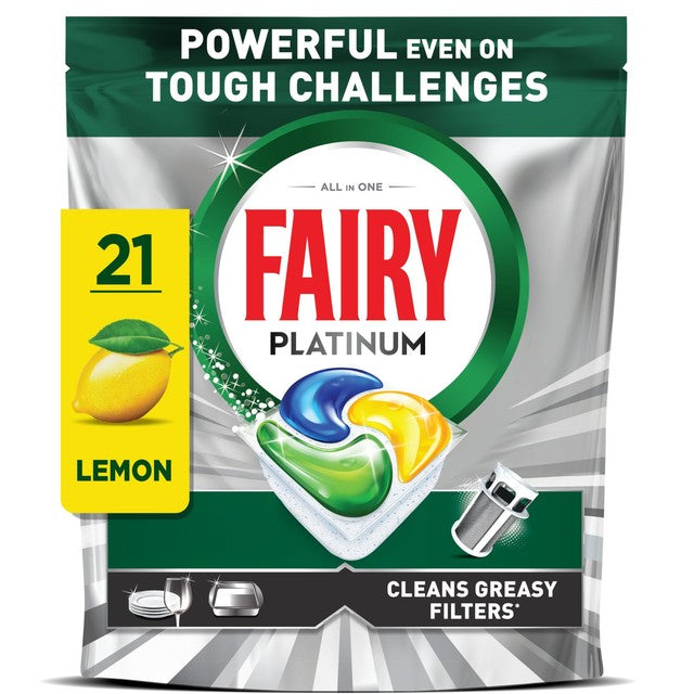 Fairy Platinum All-in-One Dishwasher Tablets 21 Pack - British product
