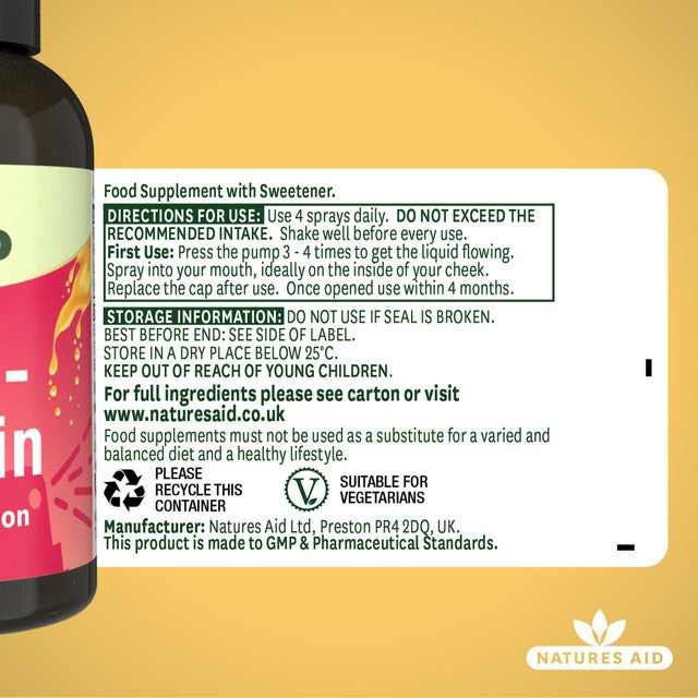 Natures Aid multivitamin oral spray Orange & Lemon flavour 30ml, imported from the UK
