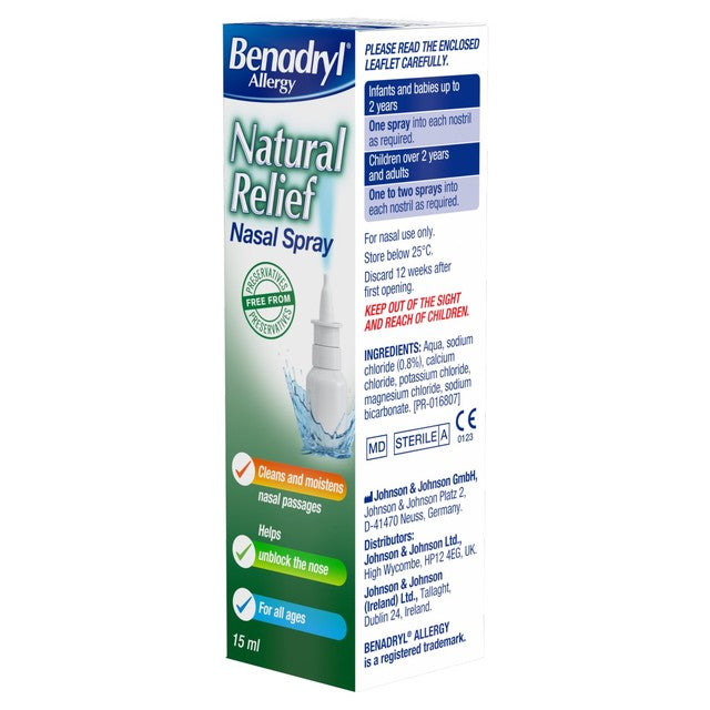 Benadryl natural allergy relief nasal spray 15ml - British product