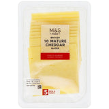 M&S mature cheddar cheese slices 250g, imported from the UK