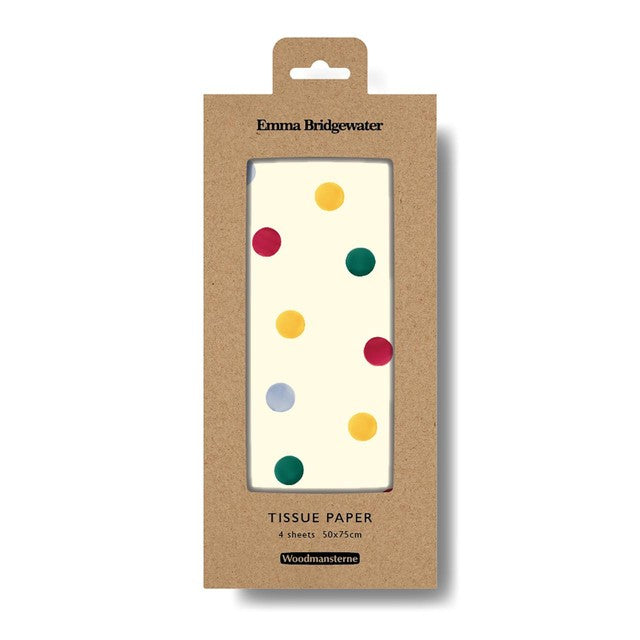Woodmansterne polka dot tissue paper 4-pack - British product
