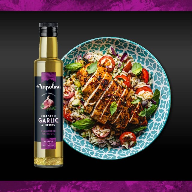 Napolina garlic and herbs flavoured olive oil 250ml, imported from the UK