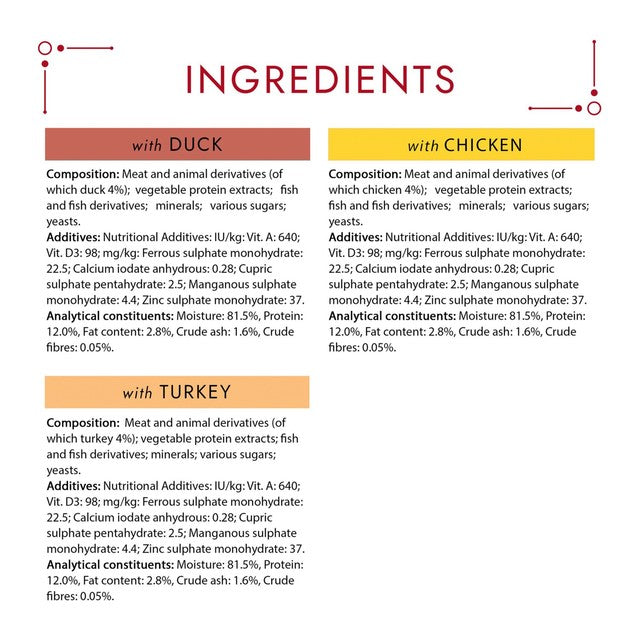 Gourmet wet cat food poultry variety turkey chicken duck 6 x 50g - British product
