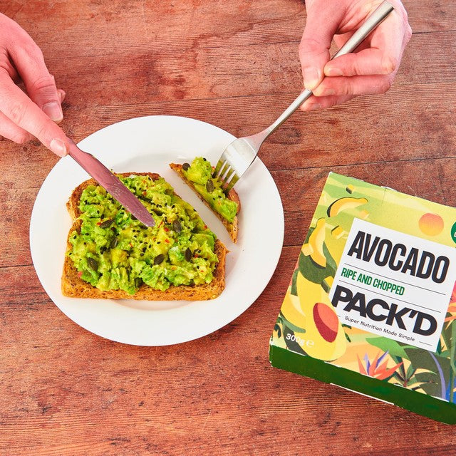 Pack'd Ripe & Chopped Frozen Avocado 300g, imported from the UK