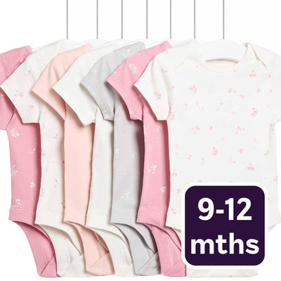 Lot de 7 Body Floral M&S Rose 9-12 mois