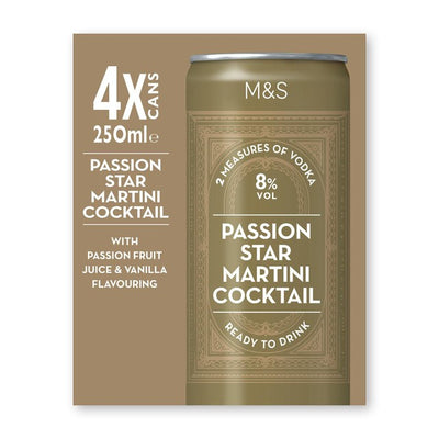 M&S M&S Passionfruit Martini Cocktail Ready-to-Drink 4 x 25cl- Buy online at McGrocer