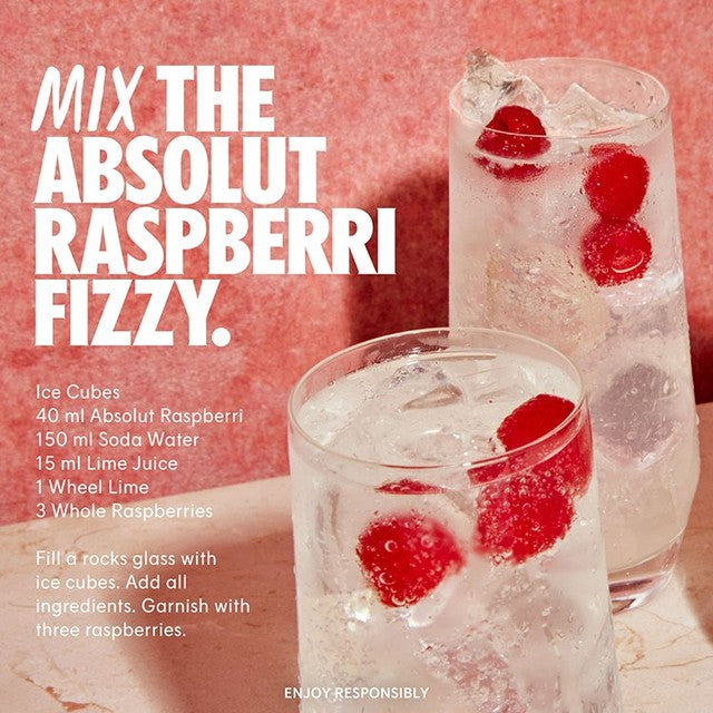 Absolut raspberry flavoured vodka 70cl - British product