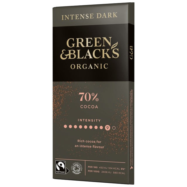 Green & Black's 70% organic dark chocolate bar 90g - British product