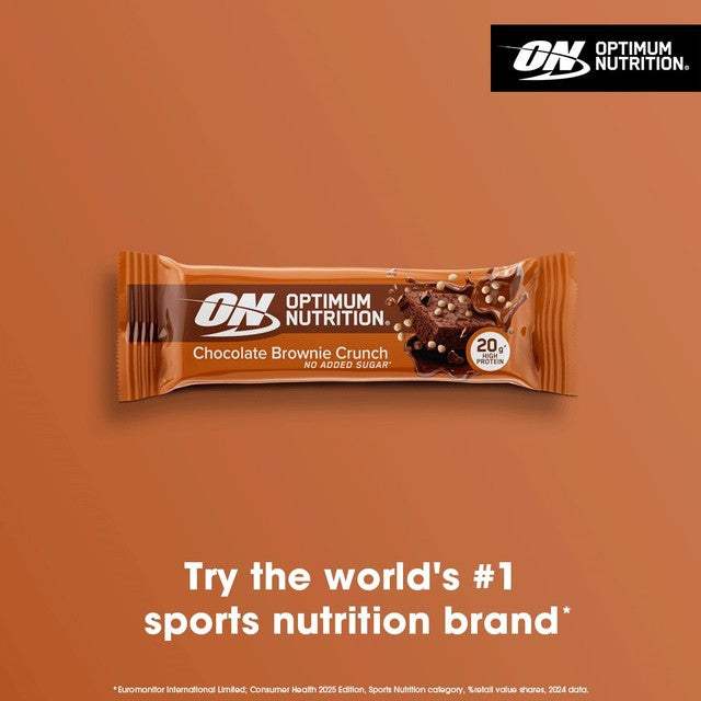 Optimum Nutrition chocolate brownie protein bar 65g, imported from the UK