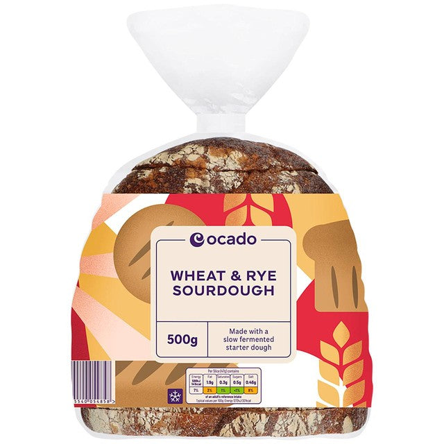 Ocado wheat and rye sourdough bread 500g, imported from the UK