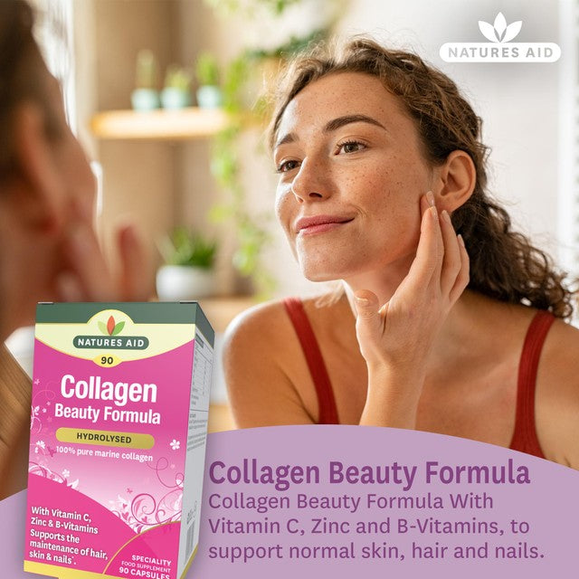 Natures Aid collagen beauty formula capsules 90 count, imported from the UK