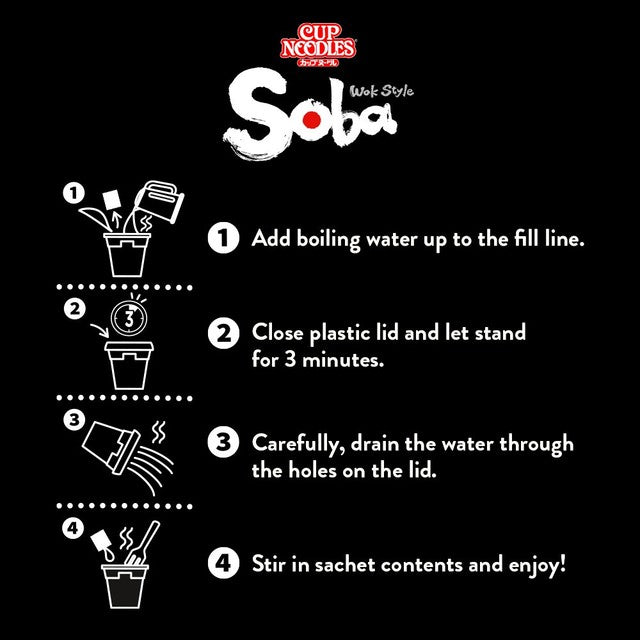 Nissin Soba chilli instant noodles pot, UK version