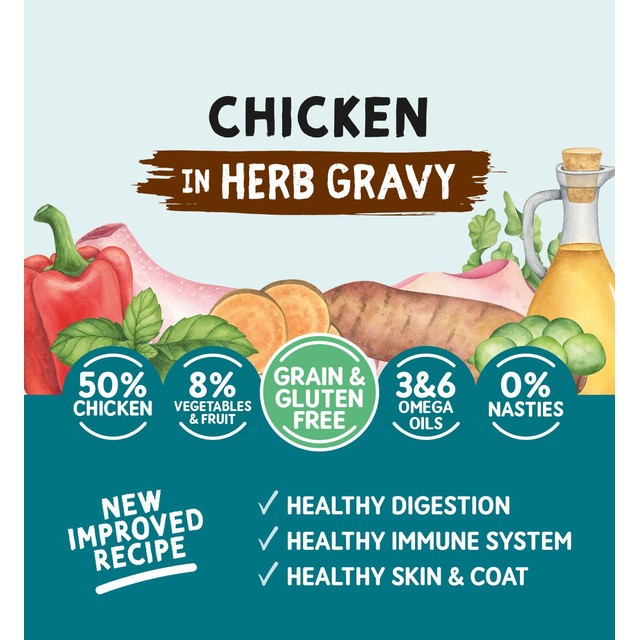 Naturo Grain & Gluten Free Chicken in Herb Gravy wet dog food 390g, imported from the UK