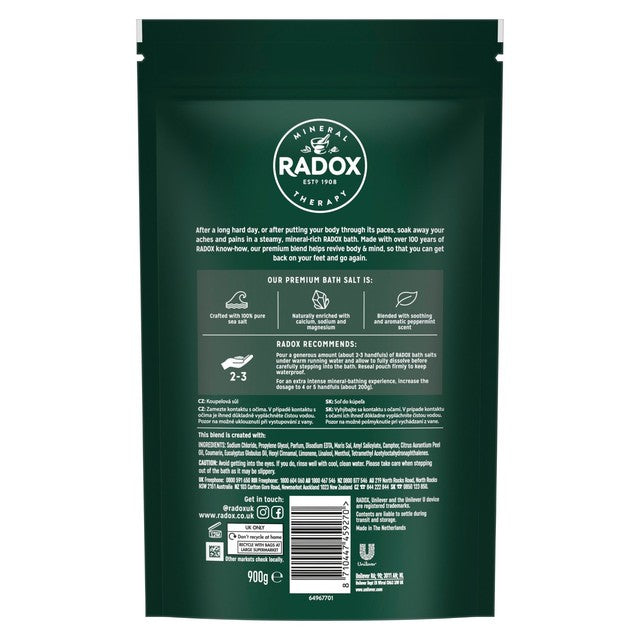 Radox Peppermint Bath Salts 900g, imported from the UK