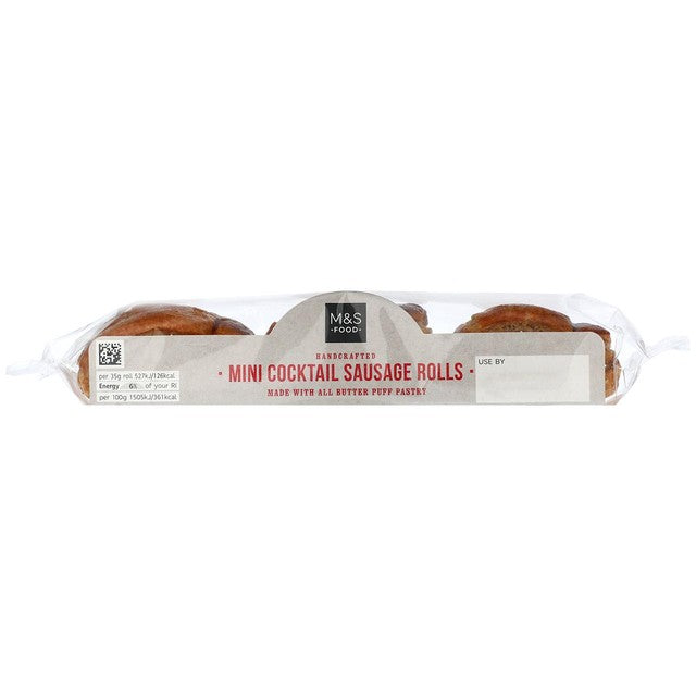 M&S mini cocktail sausage rolls 111g, imported from the UK