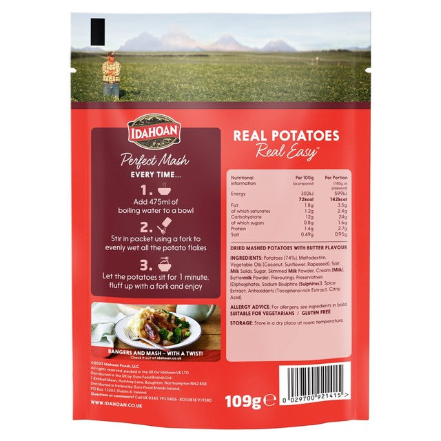 Idahoan Buttery Mash instant mashed potatoes 109g, UK version