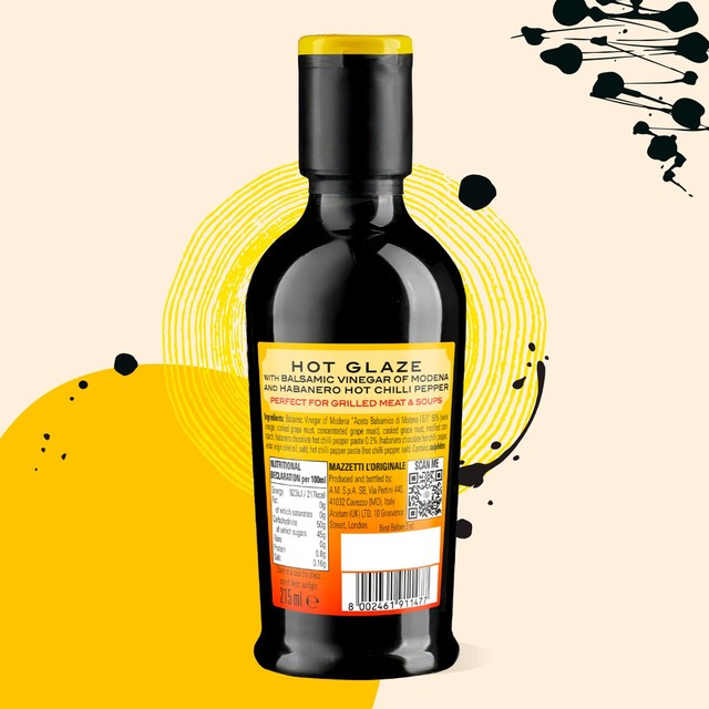Mazzetti chilli balsamic glaze 215ml, imported from the UK