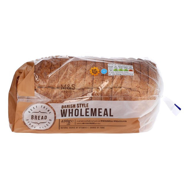 M&S Danish style wholemeal bread loaf 430g, imported from the UK