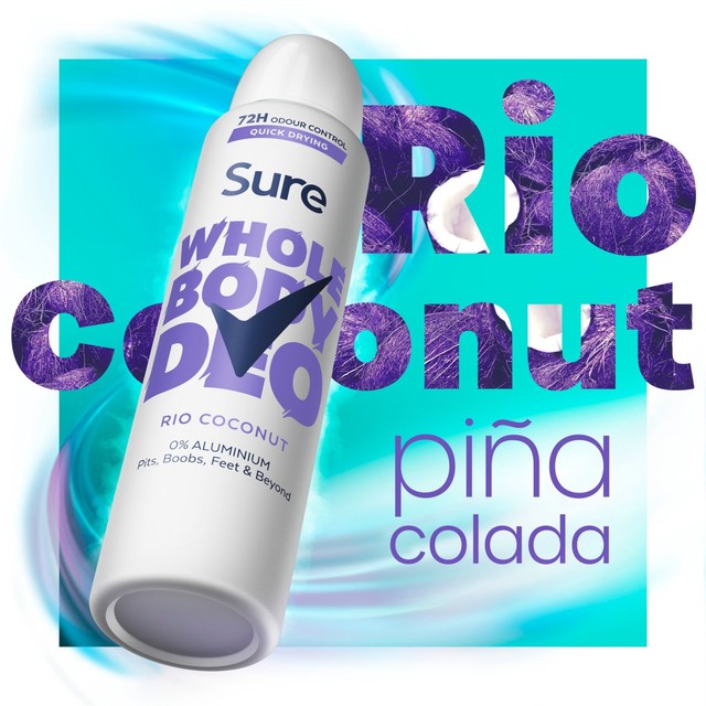 Dove Sure Rio Coconut whole body deodorant spray, UK version