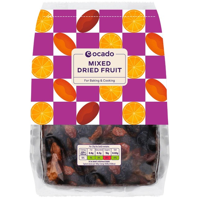 Ocado mixed dried fruit 1kg, imported from the UK
