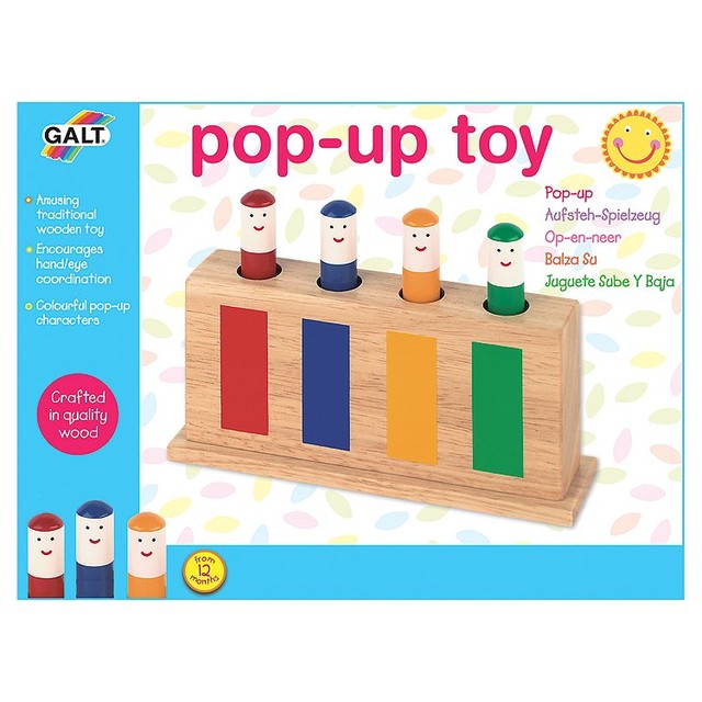 Galt classic wooden children's pop-up toy with coloured faces, UK version