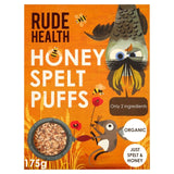 Rude Health honey spelt puffs cereal 175g, imported from the UK