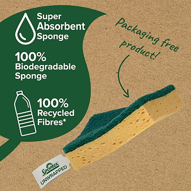 Spontex biodegradable unwrapped sponge scourer (British brand)