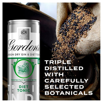 Gordon's Gin & Slimline Tonic Premixed Alcoholic Drink 250ml Can