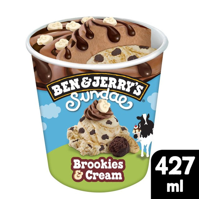 Ben & Jerry's Brookies & Cream Sundae ice cream tub 427ml - British product