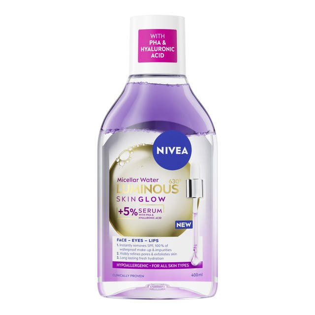 NIVEA Luminous Glow Serum Infused Micellar Water, British brand