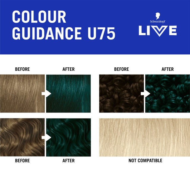 Schwarzkopf LIVE Intense Colour U75 Midnight Jade hair dye box, UK version