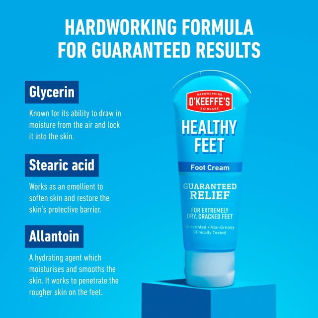 O'Keeffe's Healthy Feet unscented foot cream 85g, imported from the UK