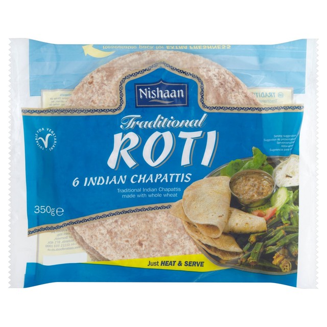 Nishaan Traditional Roti Chapattis 350g, imported from the UK