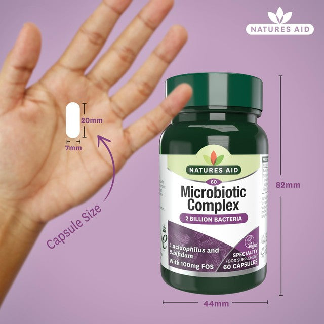 Natures Aid Microbiotic Complex Probiotic Capsules 60, imported from the UK