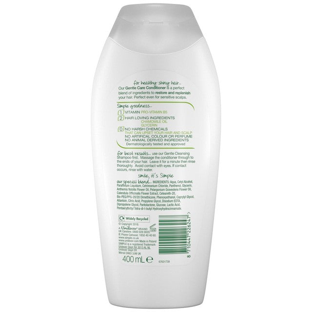 Simple gentle care hair conditioner 400ml (British brand)