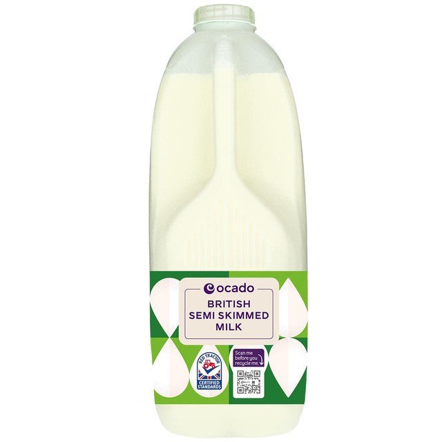 Ocado lettmelk 4 pints, importert fra Storbritannia