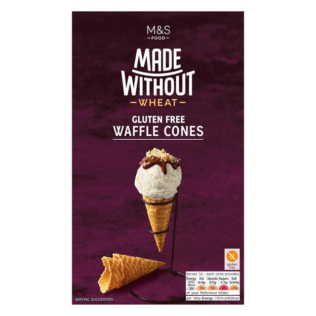 M&S gluten free waffle cones 120g, imported from the UK