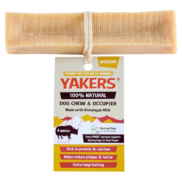 Yakers peanut butter and banana medium dog chew, imported from the UK