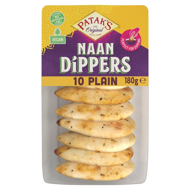 Pataks Mini Dippers naan breads, imported from the UK