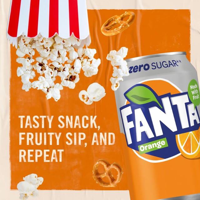 Fanta Orange Zero sugar free sparkling drink 330ml can - British product