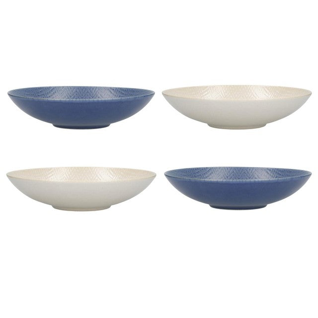 KitchenCraft stoneware pasta bowls blue embossed 22cm, UK version