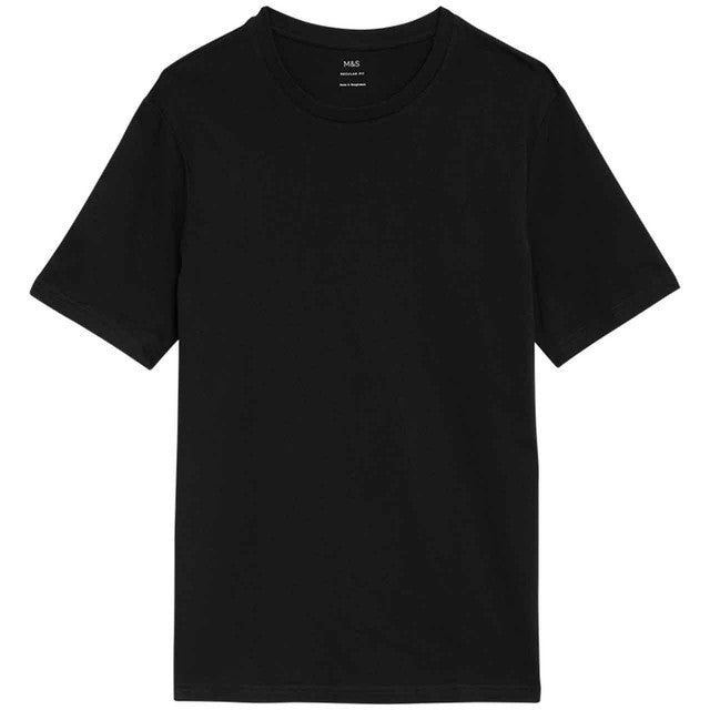 M&S men's cotton crew neck t-shirt black size M, imported from the UK