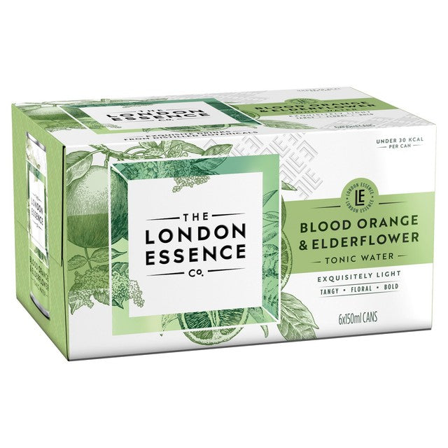 London Essence blood orange elderflower tonic water cans 6x150ml, UK version