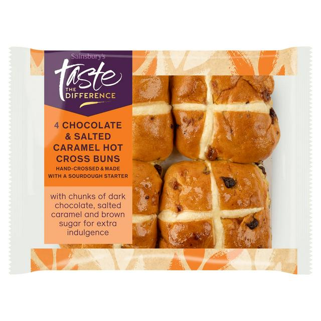 Chocolate and Salted Caramel Hot Cross Buns x4 280g