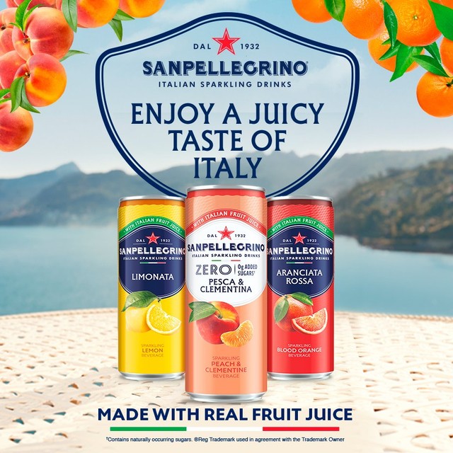 San Pellegrino Orange sparkling beverage 12 x 330ml cans (British brand)