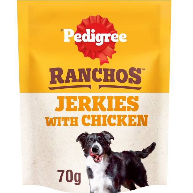 Pedigree Ranchos Jerkies chicken dog chew treat 70g, imported from the UK
