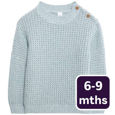 Pull M&S Garçon 100% Coton Maille Ouverte Bleu Vêtements Garçon 6-9 Mois
