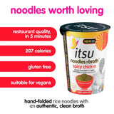 Itsu spicy chickn instant noodles broth pot 64g, UK version