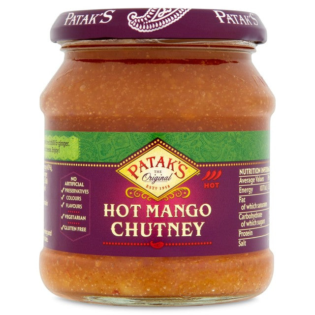Patak's hot mango chutney 340g, imported from the UK