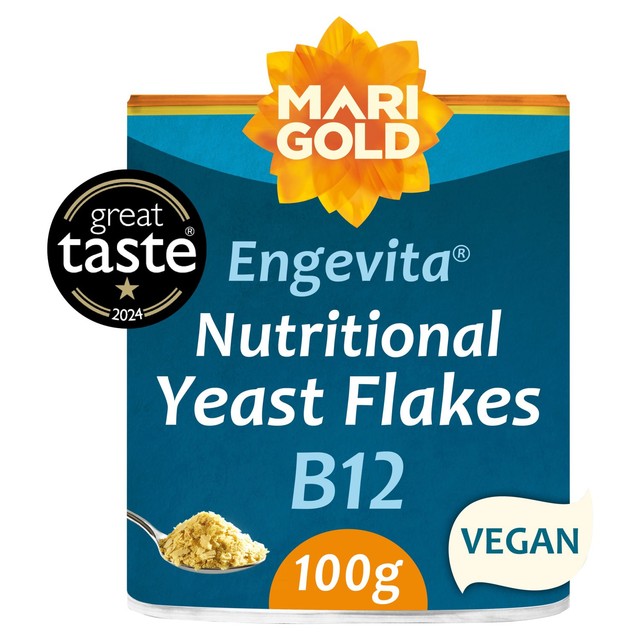 Marigold Health Foods B12 Nutritional Yeast Flakes 100g can, imported from the UK